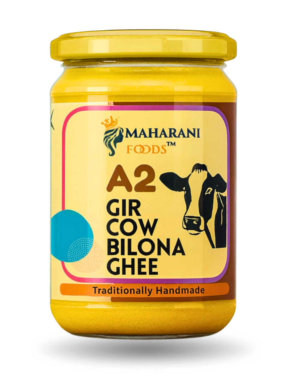MAHARANI FOODS A2 Gir Cow Ghee 500 ML | Traditional Bilona Method A2 Gir Cow Ghee | Grass-fed, Pure and Healthy Desi Cow Ghee Glass Bottle